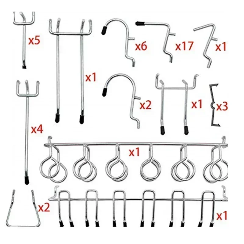 Multi Purpose Hooks Assortment Heavy Duty Peg Wall Storage Shed Tool Organizer Garage Wall Holder 81pcs