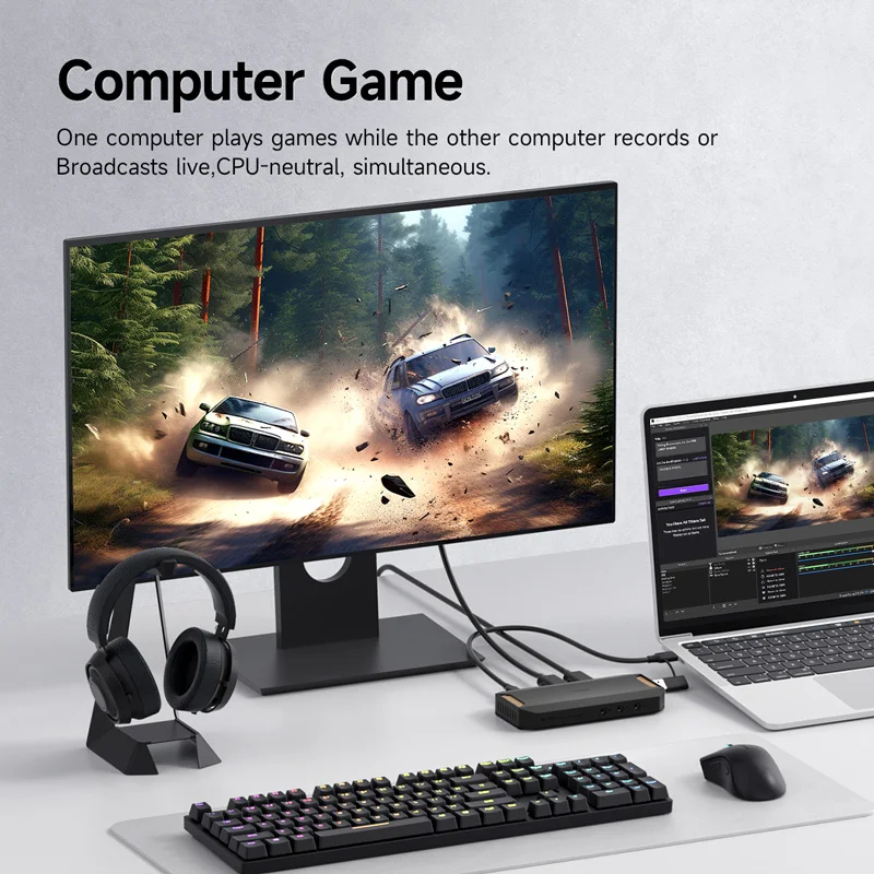 하기비스 4K HDMI 비디오 캡처 카드 HDR VRR RGB 패스스루 저지연 게임 스트리밍 라이브 방송 (스위치2, PS5, PS4 카메라용)