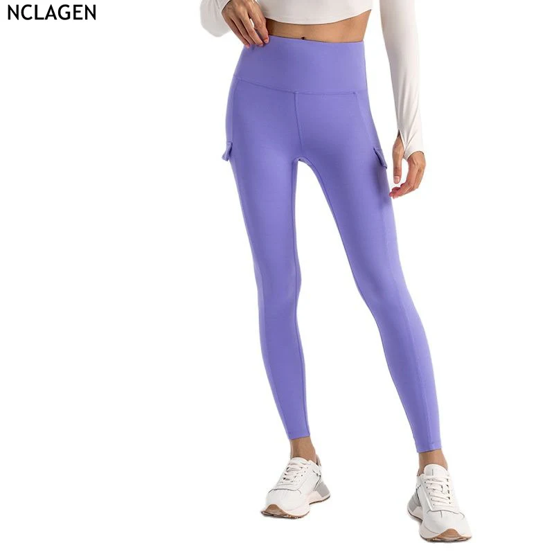 

NCLAGEN High Waist Hip Lif Yoga Pants Pockets Breathable Sports Gym Breathable Fitness Leggings Squat Proof Trousers Dry Fit