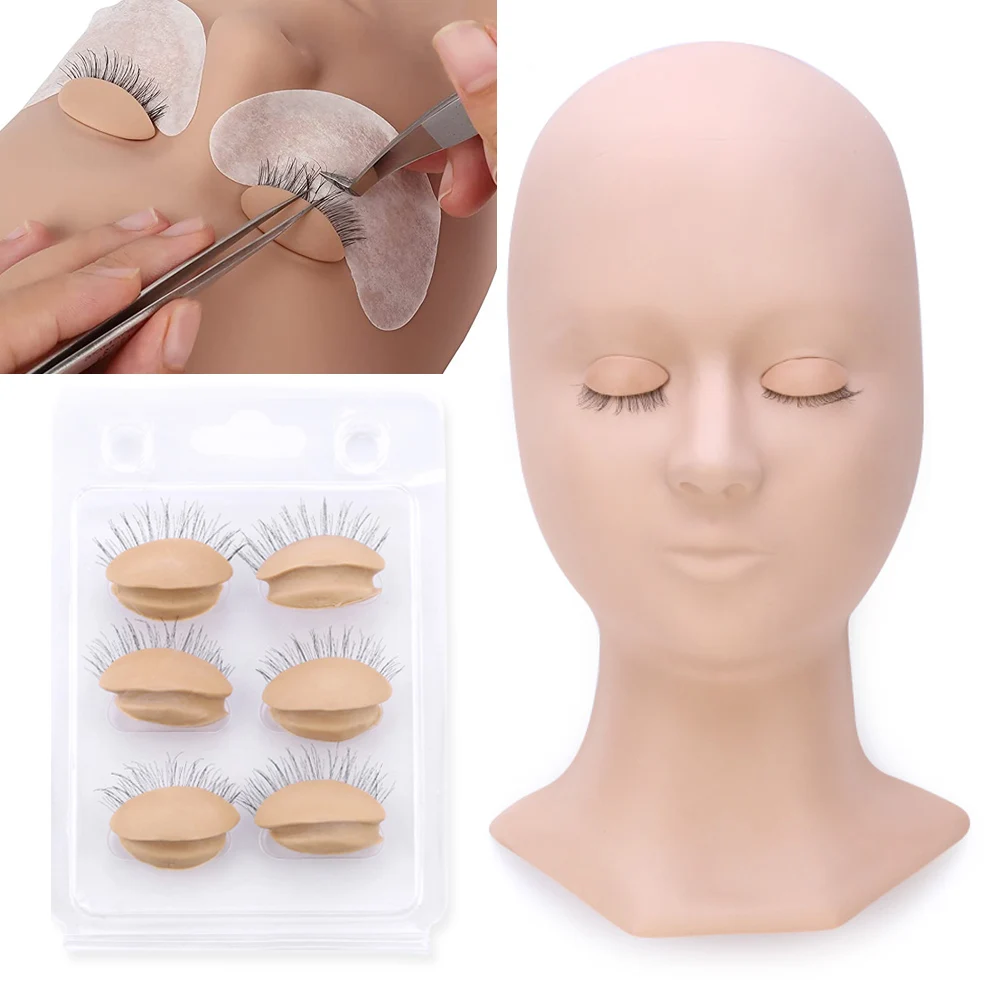 

Eyelash Extension Training Head Lash Mannequin With Removable Replacement Eyelids Kit Grafting Eyelashes Makeup Eye Lashes Tools