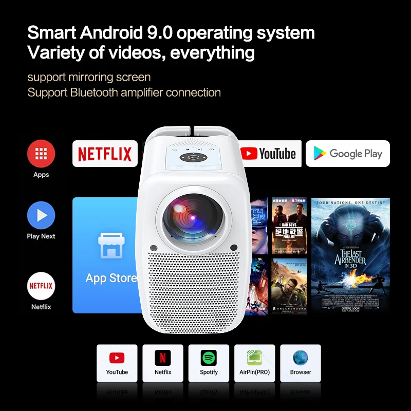 POWERFUL H6 HD1080P Wireless with BT Home Theater Video Movie Projectors Smart Android Mini LED Wifi Projector Outdoor Beamer