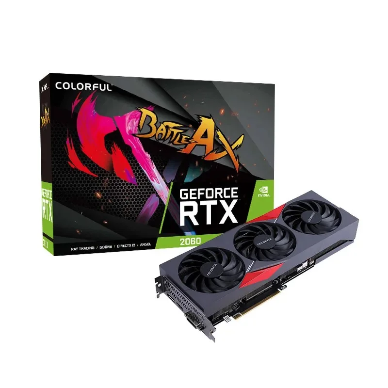 GDDR6 Card NVIDIA RTX 2060 Graphics 12GB RTX 2060 BATTLEAX 12G Video Card 14000MHz 192bit Triple Fans RTX2060 Gaming Card New gpu computer