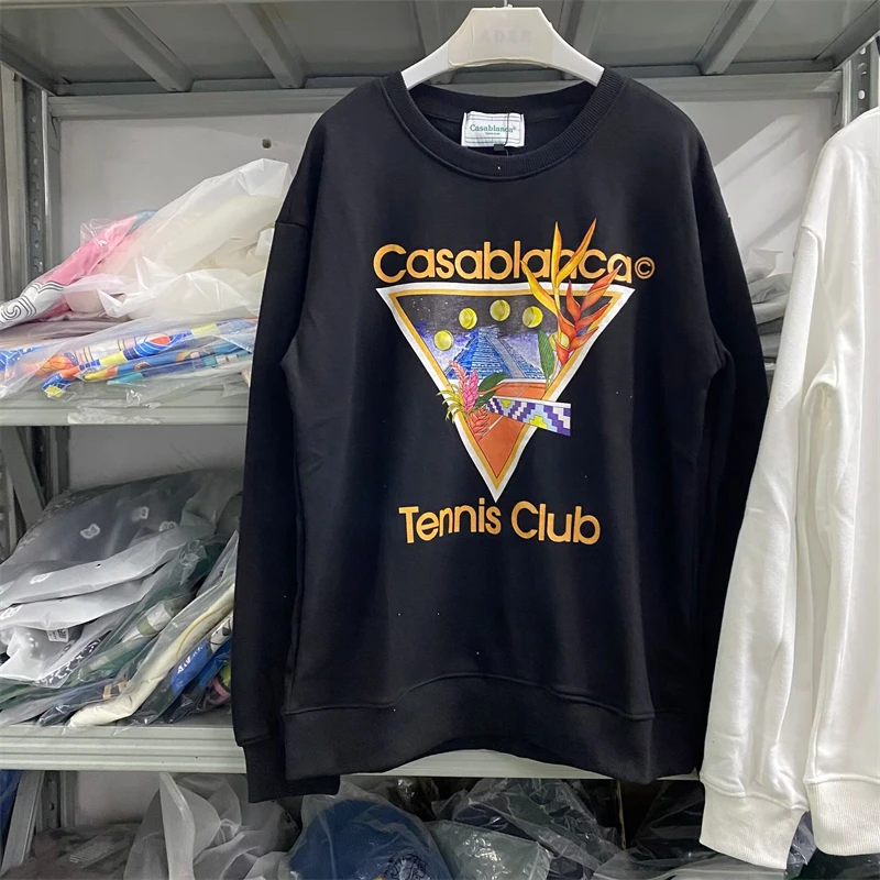 

23SS High Street Casablanca Tennis Club Hoodie Men Women Triangle Logo Sweatshirts Pullover