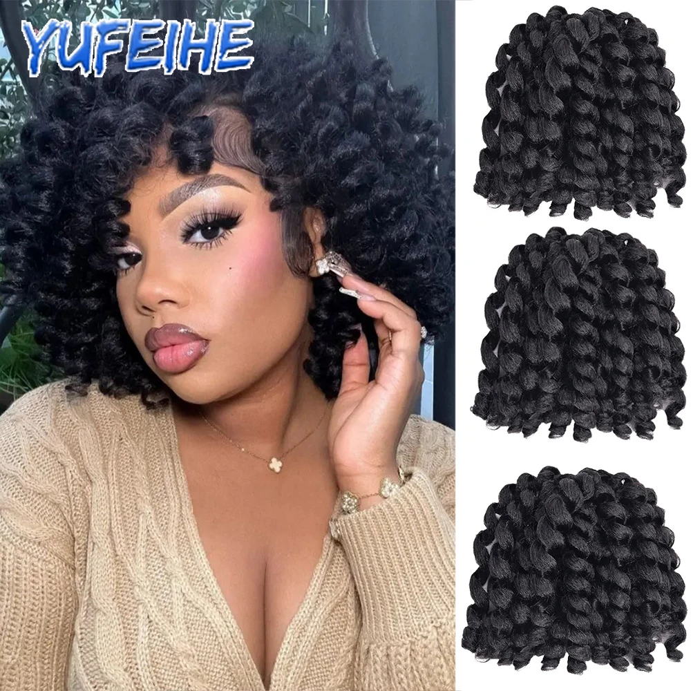 

Ombre Braiding Hair Jumpy Wand Curl Crochet Braids Synthetic Crochet Hair Extension for Black Women Jamaican Bounce Curly Hair