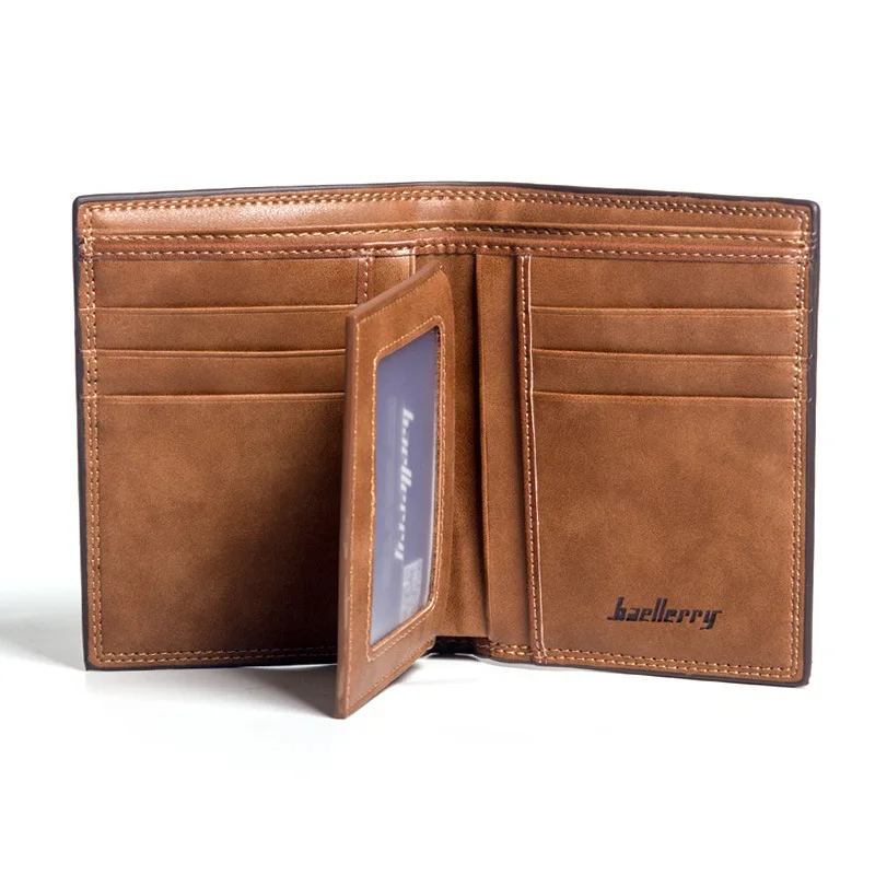 Men's Casual Short Korean Style Horizontal Ultra Thin Leather Wallet with Driving License Holder