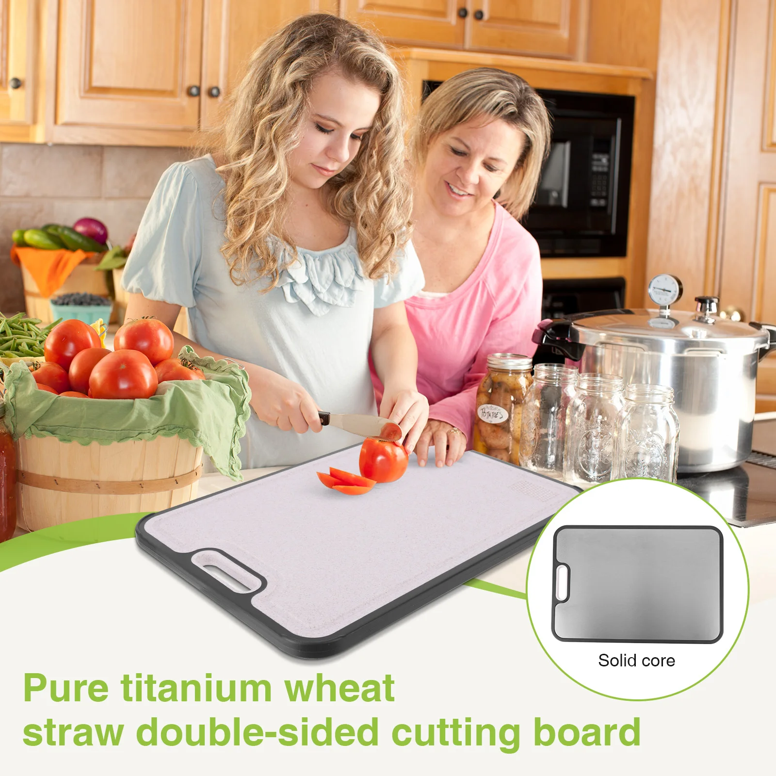 Rounded Edge Cutting Board Wear Resist Wheat Straw Chopping Board Thicken Large Meat Chopping Board for Fruit Vegetables Meat