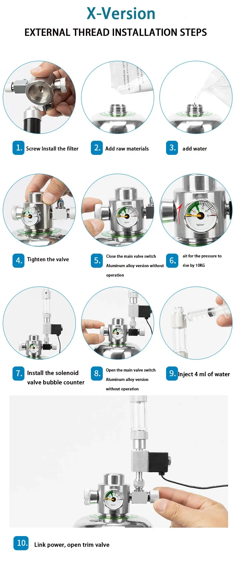 ZRDR Aquarium CO2 Generator System Kit Aquarium Wasserpflanze Kohlendioxid Stahl Zylinder Rohstoff Reaktionsgenerator – Detail 17