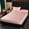 Luxury Satin Fitted Bed Sheet High Density Fabric Fitted Sheet  Breathable Supple  Fit Sheet with 2 pillwcase 1