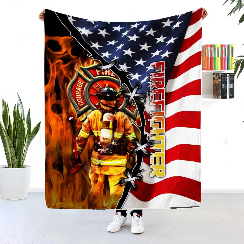 

PLstar Cosmos Firefighter Flannel Blanket 3D Printed Kids Adult Soft Bed Cover Sheet Plush Blanket Multipurpose Blanket