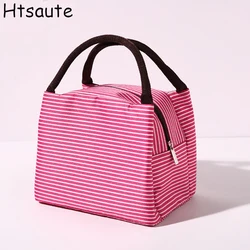 Fresh Cooler Bag Thermal Waterproof Nylon Portable Zipper Closed Oxford Lunch Bags For Women Convenient Lunch Box Tote Food Bags