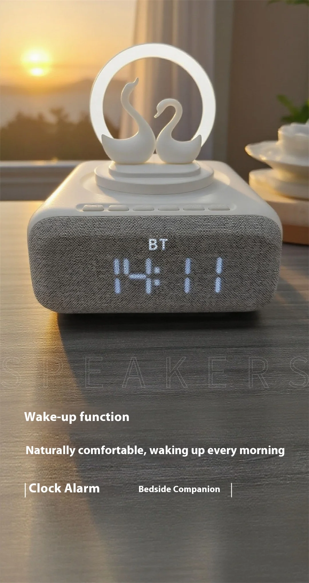 Altavoz inalámbrico Bluetooth 5,0, teléfono móvil multifuncional, carga inalámbrica, luz nocturna de cisne creativa, reproductor de Audio Bluetooth