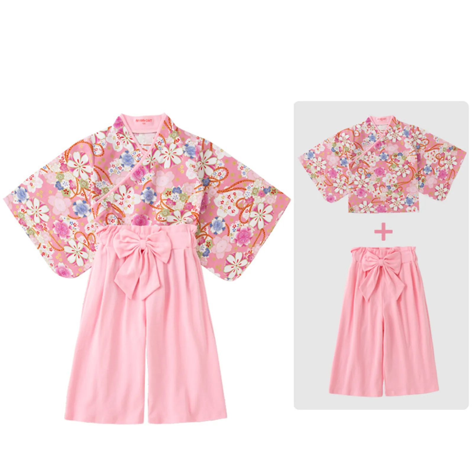 Kids Toddler Baby Girls Spring Summer Floral Cotton Print Short Sleeve Shorts Kimono Baby Christmas Clothes Cute Fashion Outfits