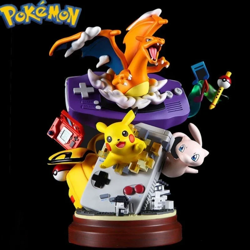 

19cm Pokemon Pikachu Action Figure Toys Anime Resin Station Gameboy Pika Mew Charizard Doll Model Collect Ornament Toy Kid Gift