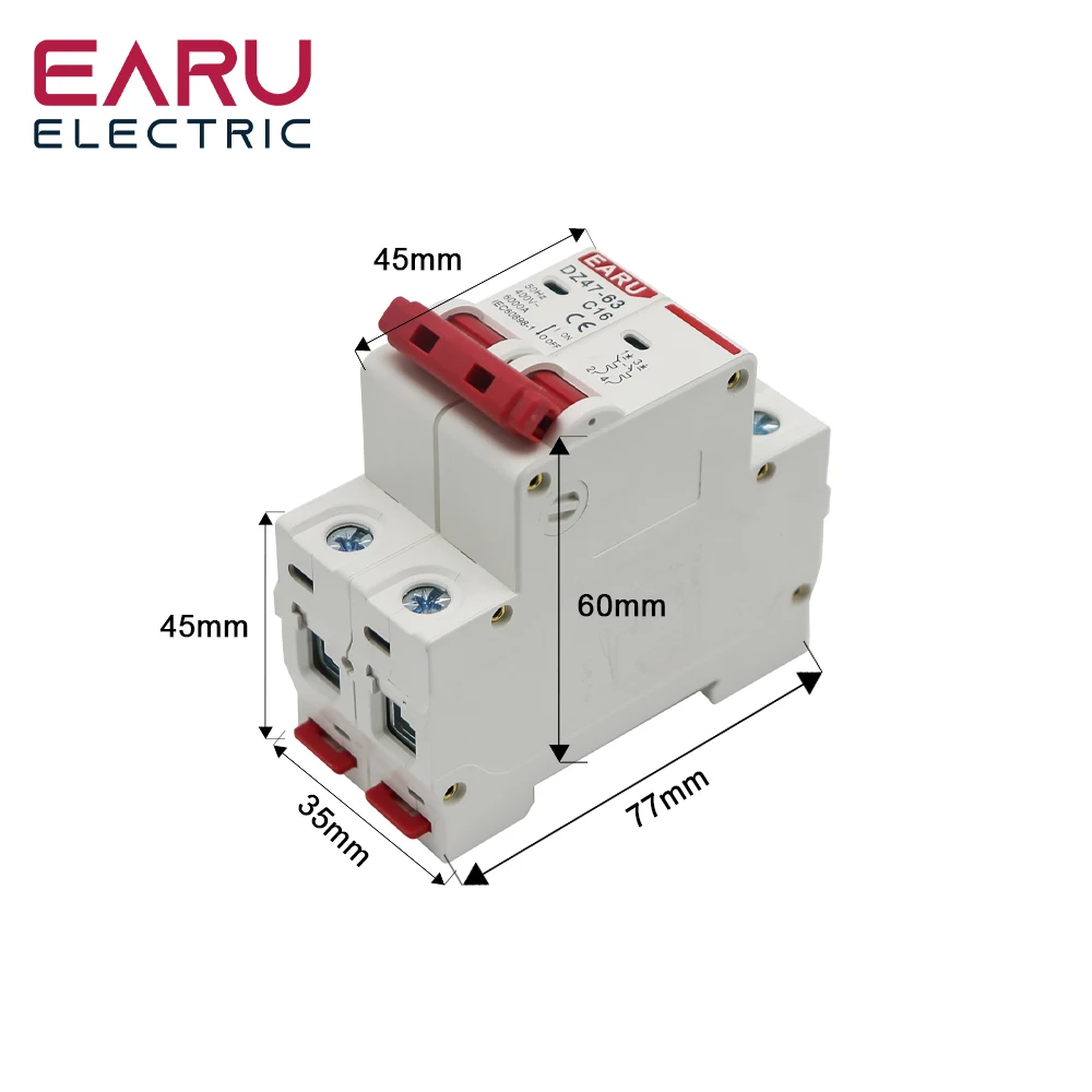 C45N 2 poli 3A/6A/10A/16A/20A/32A/40A/50A/63A 400V ~ C tipo Mini interruttore Mcb montaggio 35mm capacità di rottura guida Din 6KA