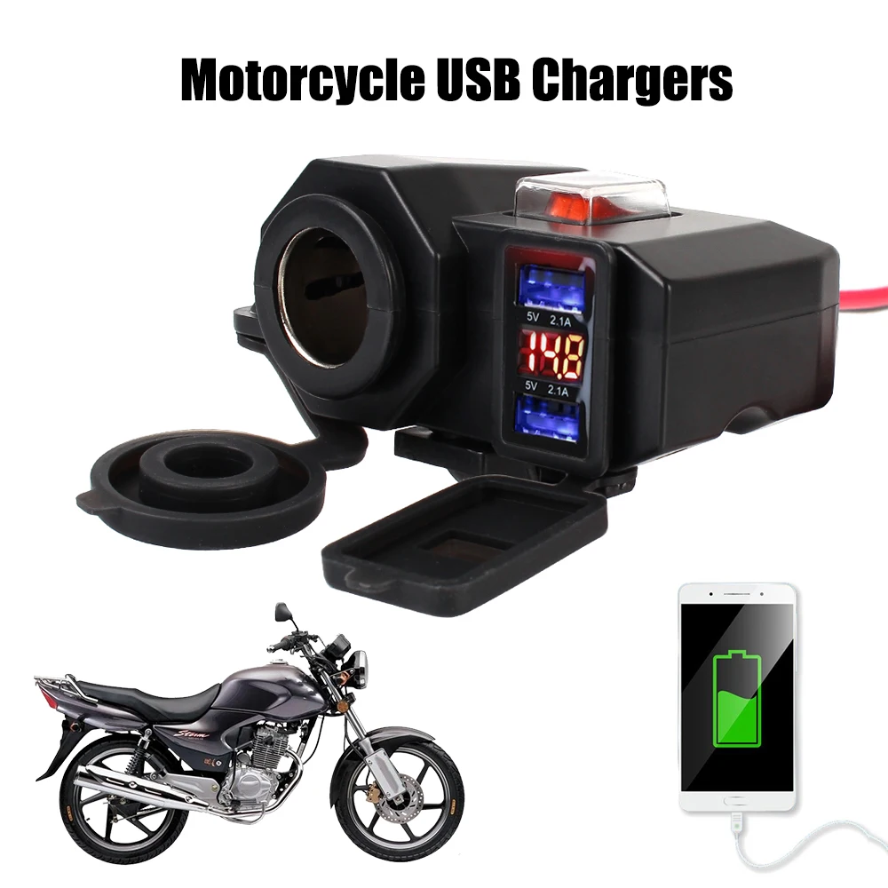 Caricabatterie Auto Con Presa Accendisigari E Doppia USB 12V/24V Per Auto, Furgone, Moto