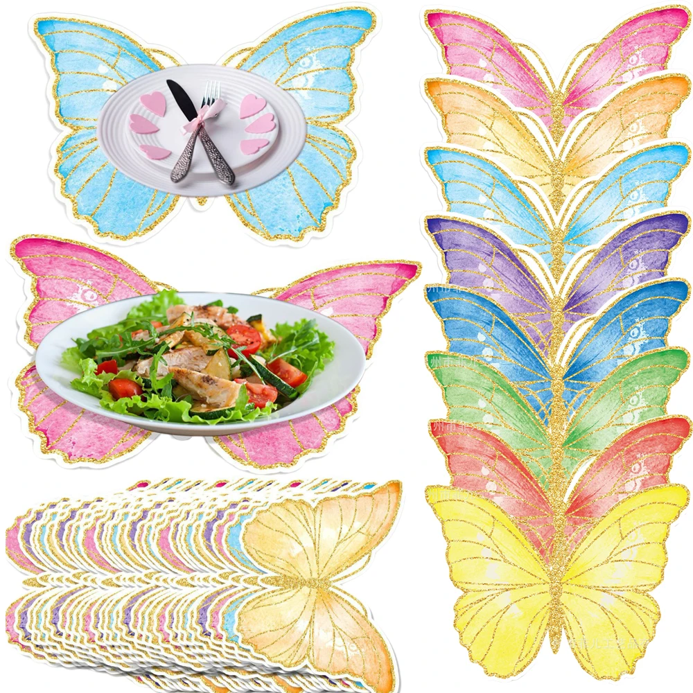 8-32 stücke Einweg Bunte Schmetterling Papier Tischsets Hochzeit Baby Dusche Geburtstag Party Küche Esstisch Liefert
