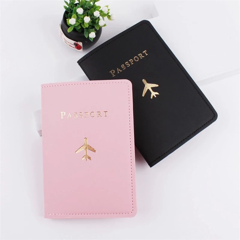 New PU Leather Airplane Travel Passport Cover PU One Card Bit Passport Case Passport Holder Protector Wallet Travel