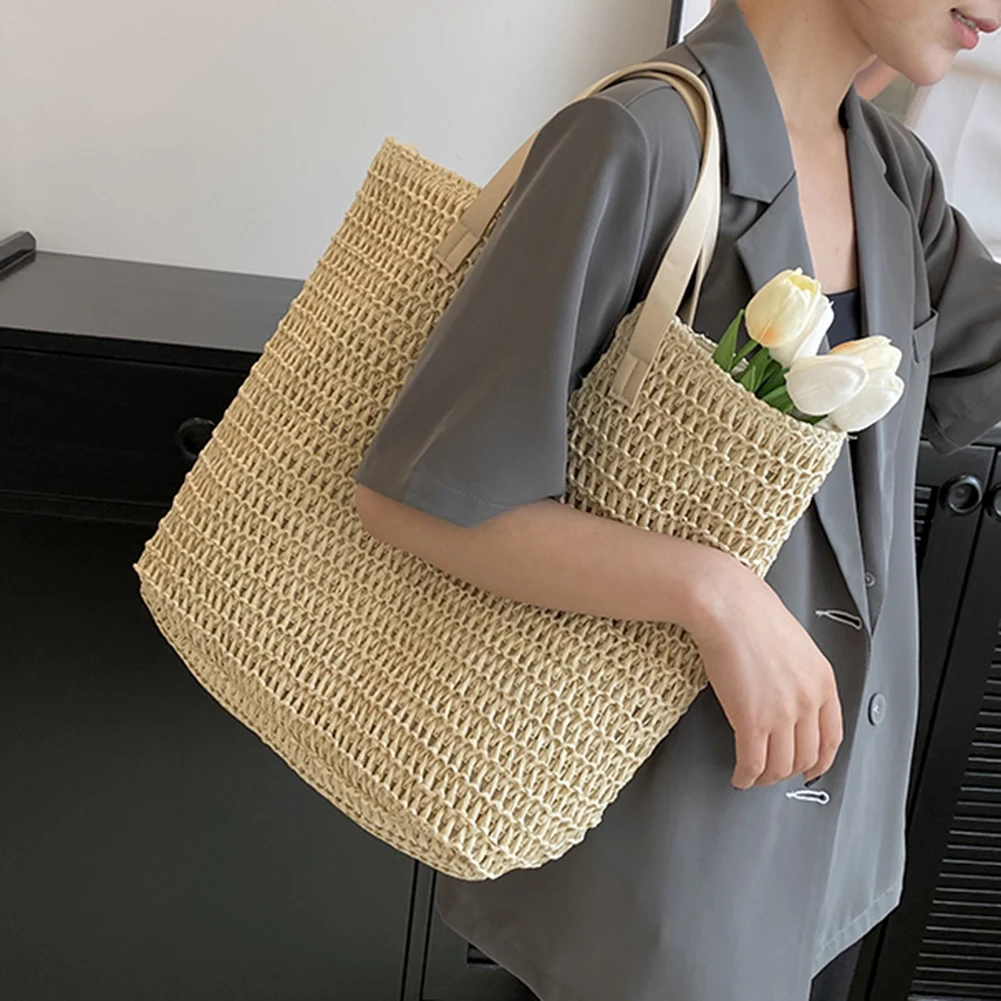 Summer Straw Bags for Women Shoulder Bags Handbags Rattan Woven Top Handle  Bag Hollow Raffia Crochet Beach Bag Casual Totes 2023 - AliExpress