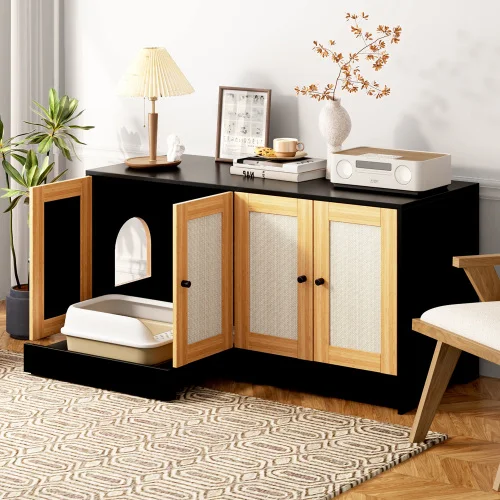 Double Litter Box Cabinet 4