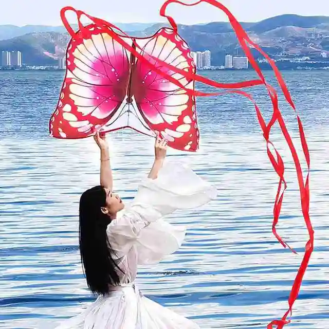 New Colorful Butterfly Hard-winged Kite Nylon Outdoor Kites Flying Toys For Children Stunt Kite Surf With Control Bar And Line 4