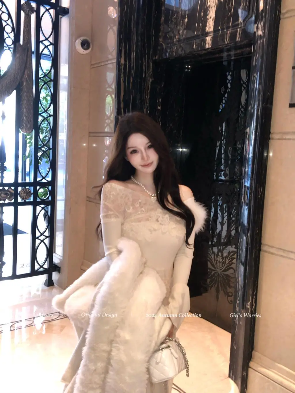 Vestidos de punto nuevos de otoño e invierno para mujer, cuello alto, manga acampanada, encaje de retazos, corte sirena, moda coreana, Vestidos para mujer