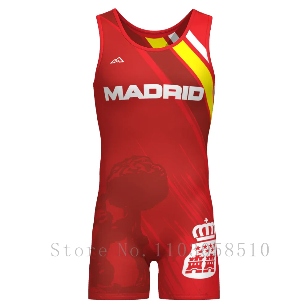 Men Wrestling Singlets Performance Suit Trainning One-Piece Powerlifting Sleeveless Gym Fitness Boxing Wears