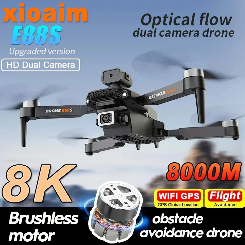 Для Xiaomi New E88S Drone 8K профессиональная HD Двойная камера широкий угол оптический поток локализация обход препятствий Квадрокоптер игрушки