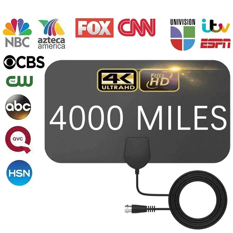 TV antenna 4K For Global Digital TV 1080P DVB-T2 4000 Mile HD Booster for RV outdoor Car antenna Indoor Smart Signal Receiver