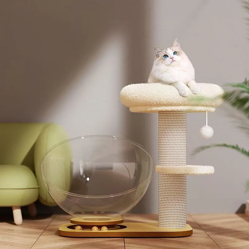 Customized Indoor Cat Climbing Frame By Furniture Manufacturer Cat Tree Scratcher With Spacecraft & Claw Pole-Pet Products OEM_voghion.com