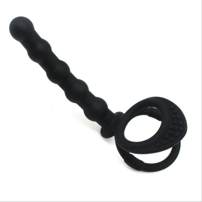 Double Penetration Dildo Rings Strap On Penis Delayed Ejaculation Anal Beads Butt Anus Vaginal Massager Sex Toys For Men Couples