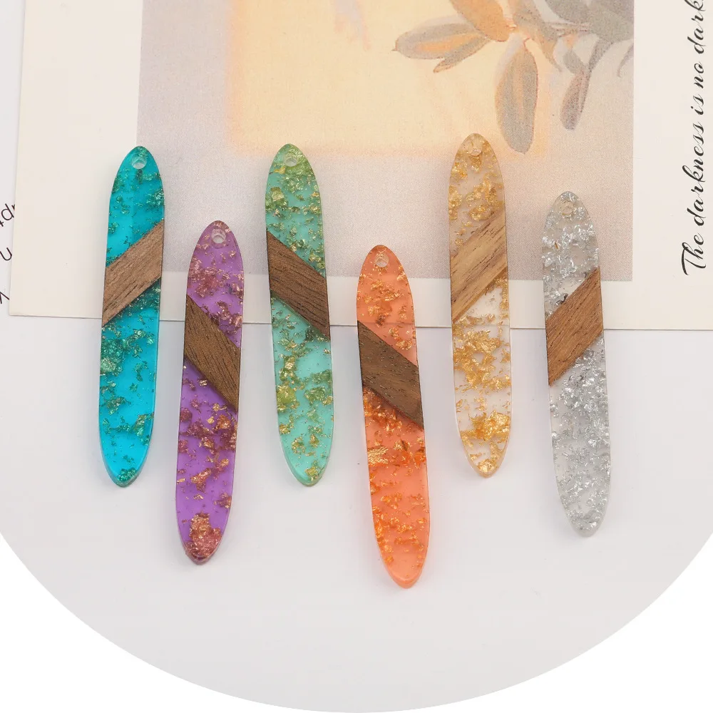 Cordial Design 50Pcs 9*53MM Jewelry Accessories/Hand Made Charms/Natural Wood&Resin/Stick Shape/Jewelry Findings&Components - cordial