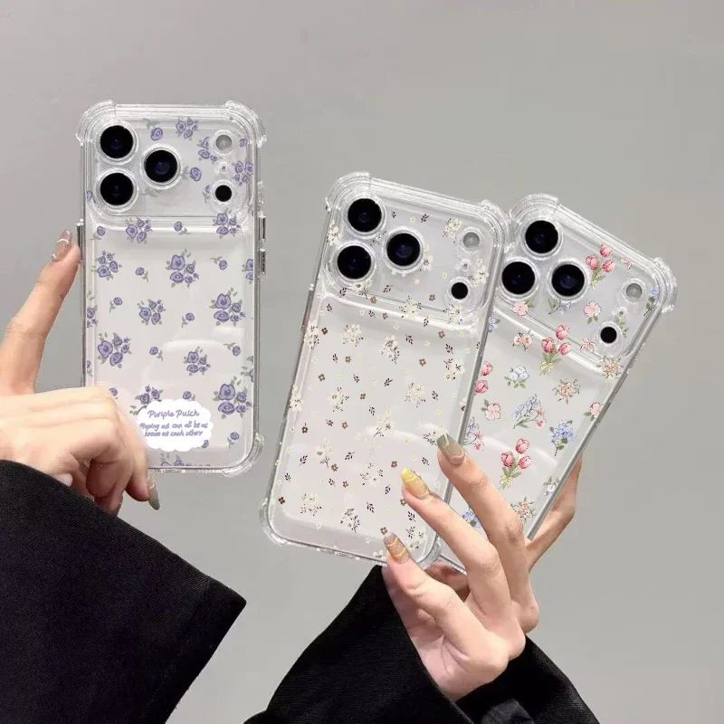 Vintage Small Floral Clear Soft Phone Case - Clear Korean TPU Cover