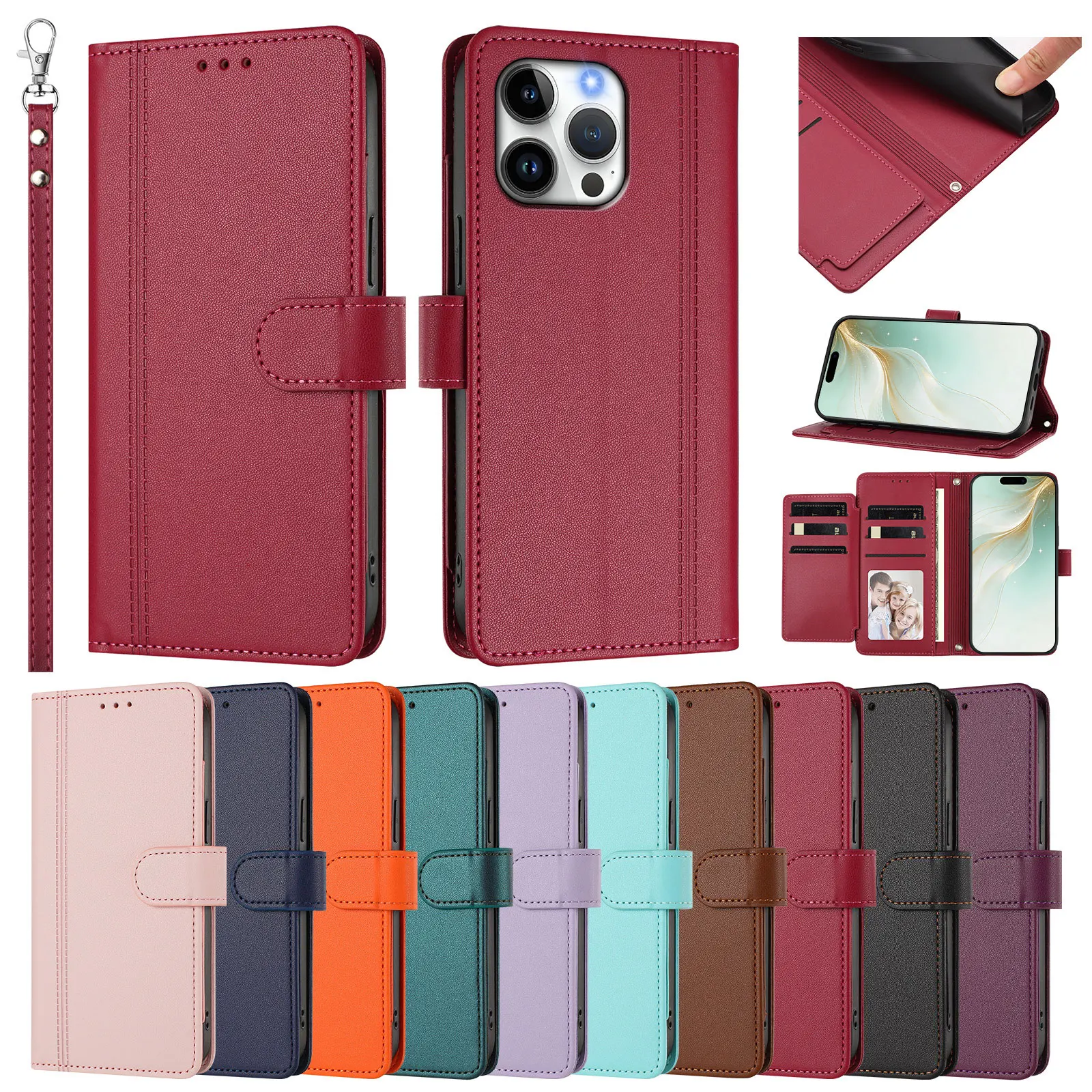Elegant PU Leather Wallet Phone Case with Flip Cover