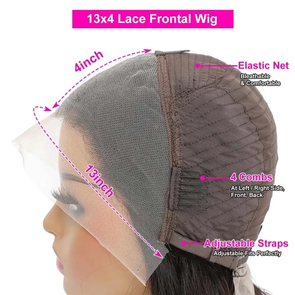 Short Bob Wig Human Hair 13x4 Lace Transparent Frontal Human Hair Wig Straight 180% Density Glueless 8-14 Inch