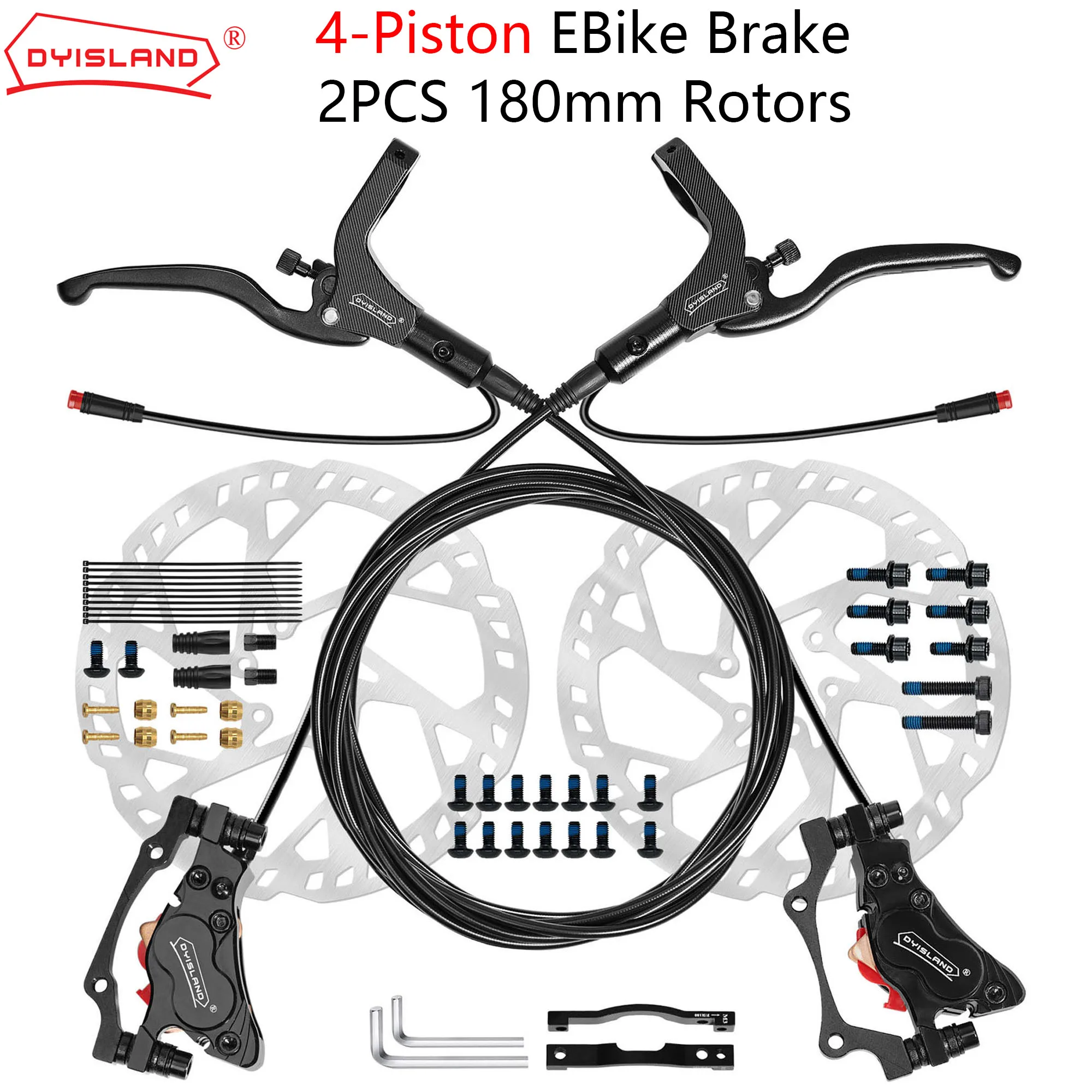 

DYISLAND LD4X-300 4 Piston E-Bike Hydraulic Disc Brake Power-Off Hydraulic Disc Brake With 2Pcs 180mm Rotors Brake upgrade