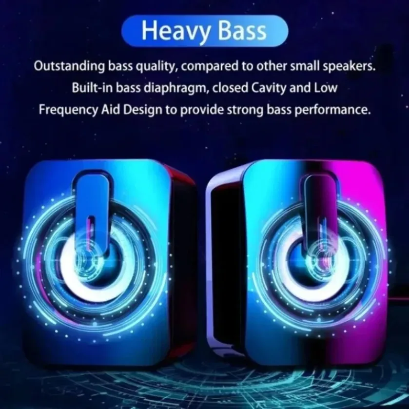Computer Speakers HIFI Stereo USB Wired For Desktop Laptop