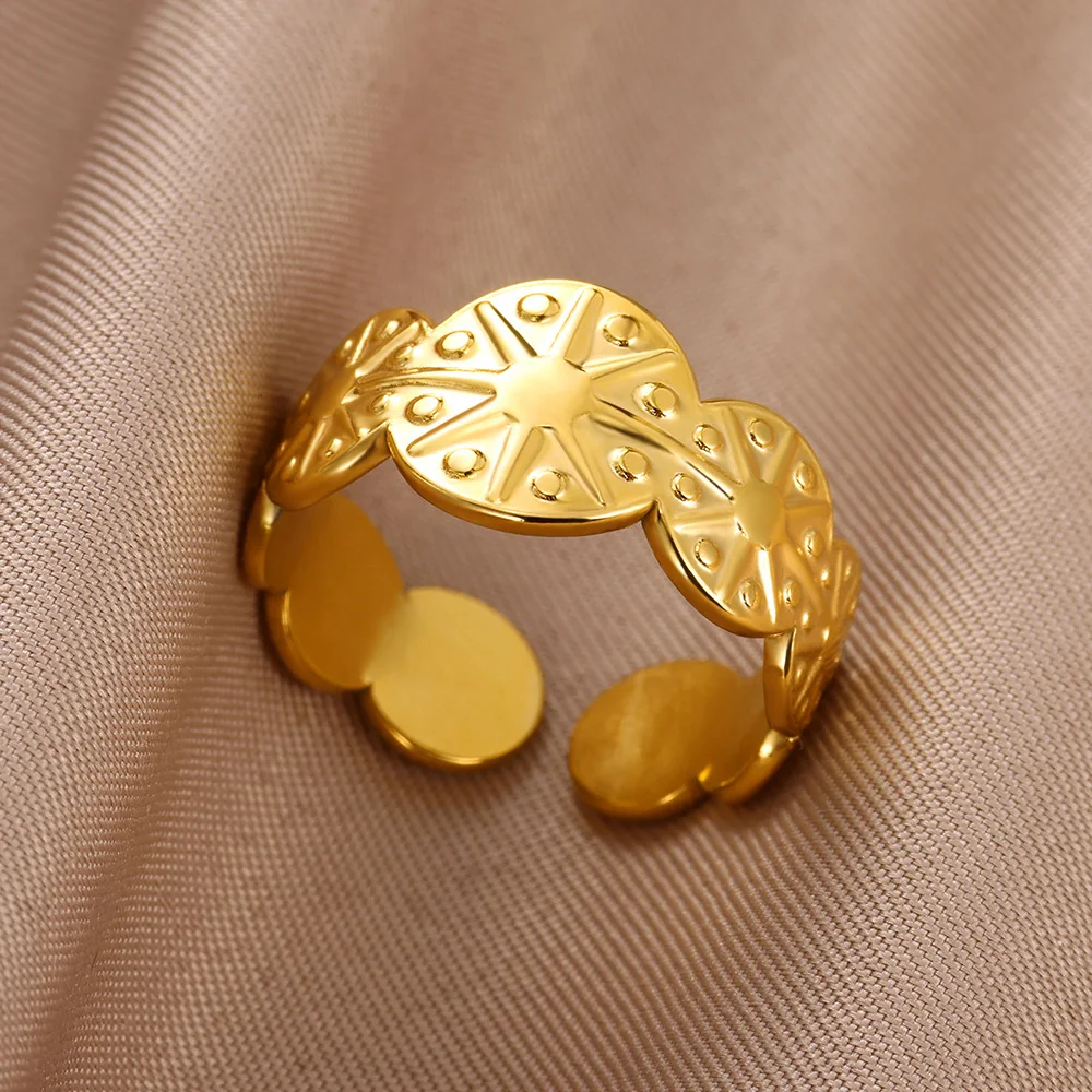 Vintage Stars Rings Gold Hollow Adjustable Ring
