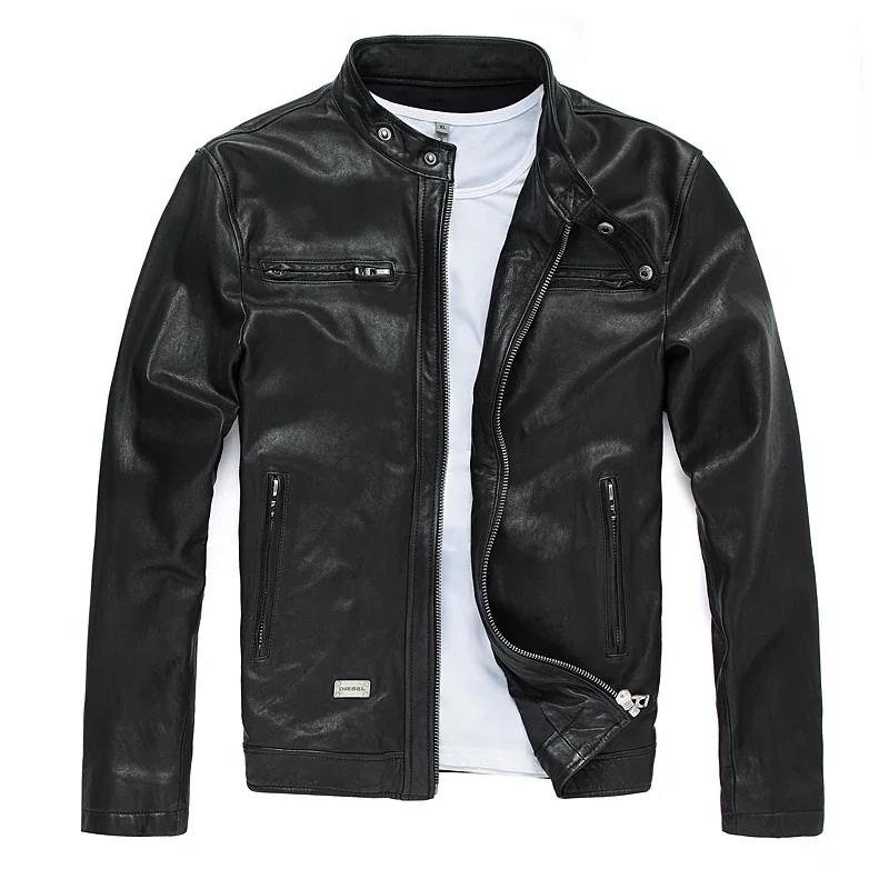 

Men's Leather Jacket Men Clothing Slim Fit Real Goat Leather Coat Male Motorcycle Jacket Cowhide Clothes Autumn New In Outwear