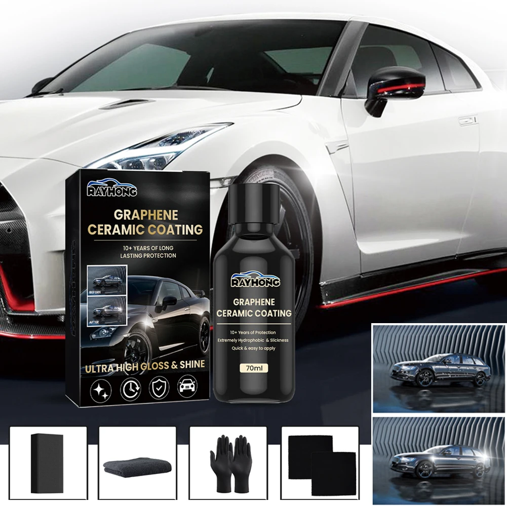 70ml Graphene Ceramic Coating Advanced Technology Super Hydrophobic Maintenance Liquid UV Glow Graphene Glass Plated Car Polish