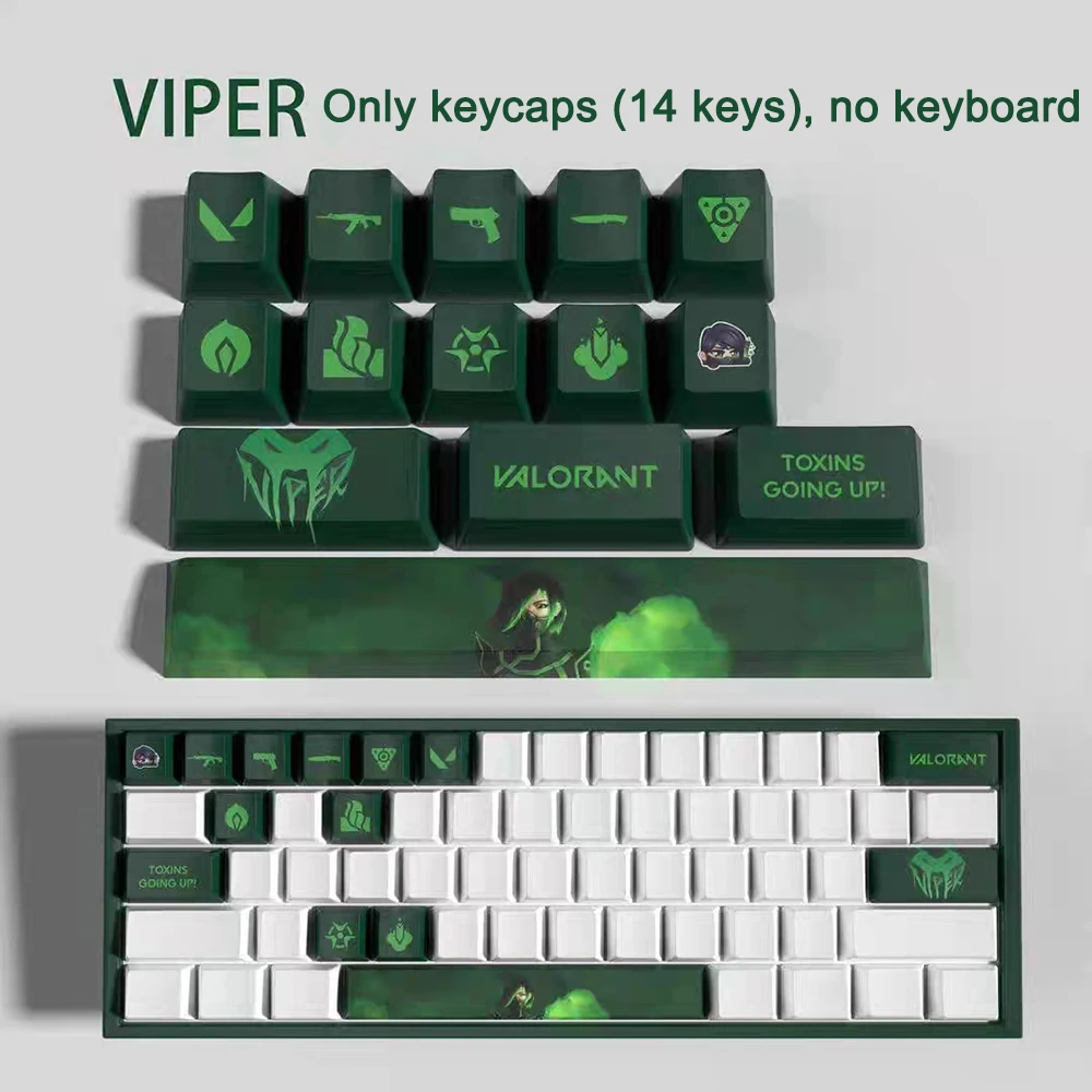 Keycaps Valorant, 14 Chaves, Deadlock, Harbor Jett,