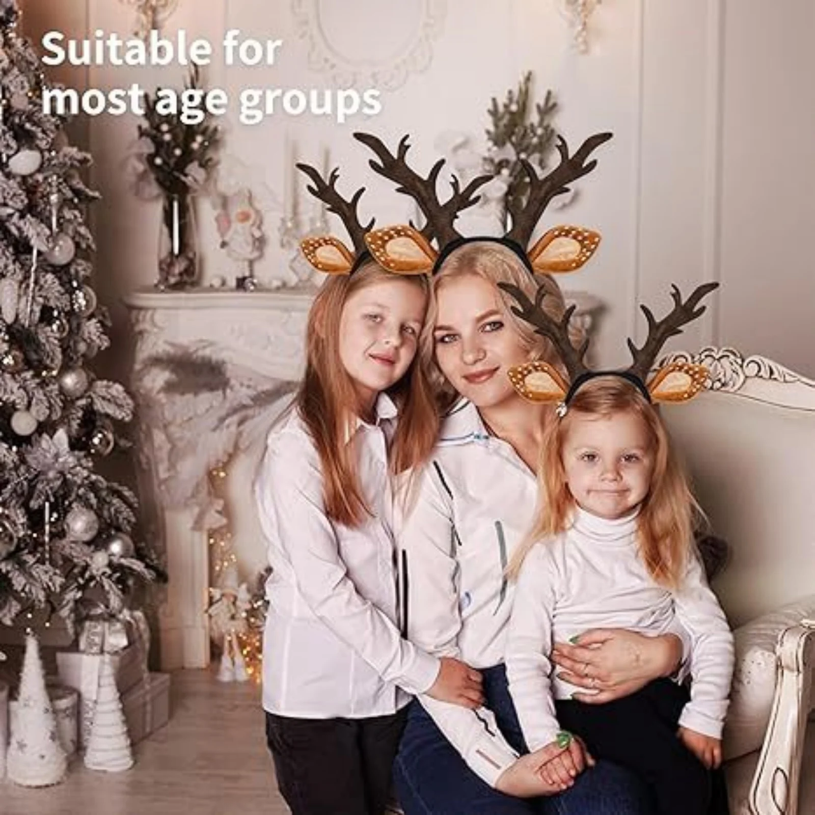 1PC Deer Antlers Headband: Plush Ear & Brown Antler Hair Hoop for Christmas Party, Animal Cosplay, Holiday Dress - Up Accessory