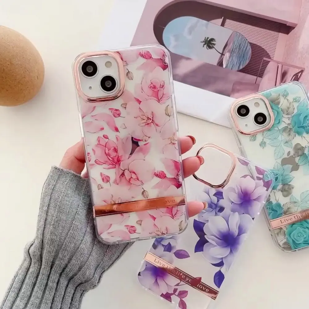 Чехол 30 шт./лот для iPhone 13 Pro Max 13 Mini, роскошный чехол с цветами,  хромированный чехол из ТПУ для iPhone 12 11