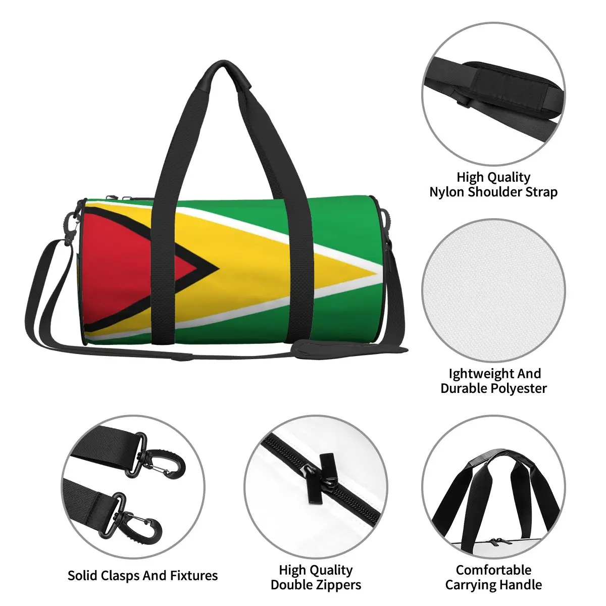 Gym Bag Guyana National Flag Sports Bag with Shoes Cool Men's Outdoor Design Handbag Cute Travel Fitness Bag 4