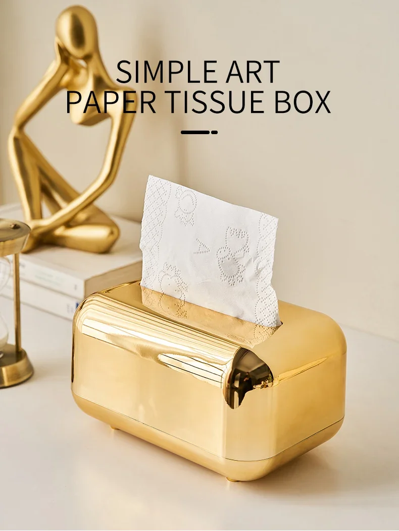 

Golden Tissue Holder Home Decor Silver Tissue Box Living Room Desktop Decorative Tissue Boxes Removable Kitchen Home Storage