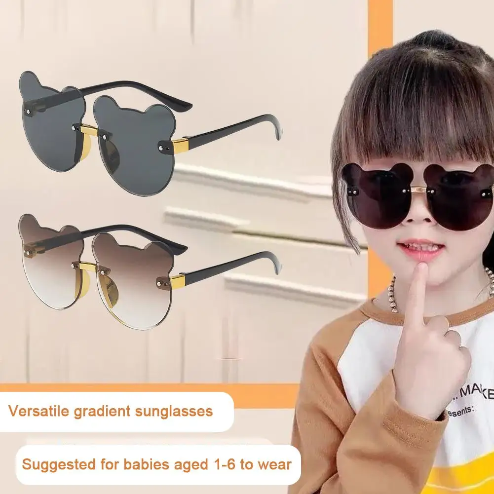 Sunglasses For Kids Cute Shape Headband Set Gradient Frameless Cartoon Frame Suitable For Children 1 And 2 Years Old