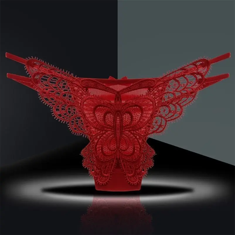 Special New Ice Silk Breathable and Seamless Butterfly Lace Sexy Briefs Thong Women Panties Lingerie