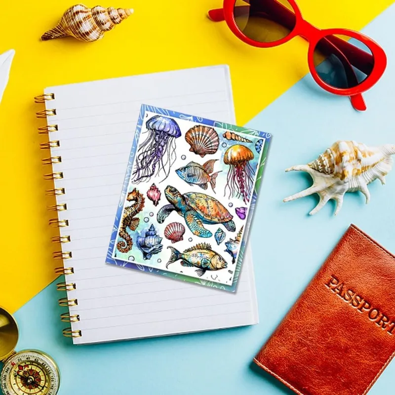 Marine Life Background Clear Stamps Ocean Animals Clear Rubber Stamps Silicone 1pc clear stamps clear rubber stamps For DIY Scrapbooking 6.3x4.33inch