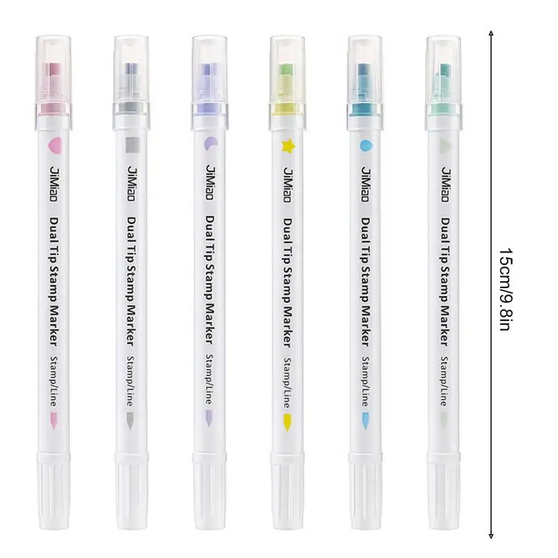 더블 팁 하이라이터 파스텔 학생 노트북 하이라이터 마커 펜, 소프트 팁 미학적 하이라이터, 저널 및 노트용, 6 개