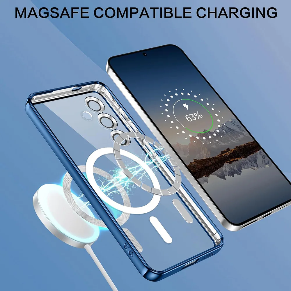 Luxury Magnetic Glitter Plating Silicone Phone Case - Clear and Soft Cover