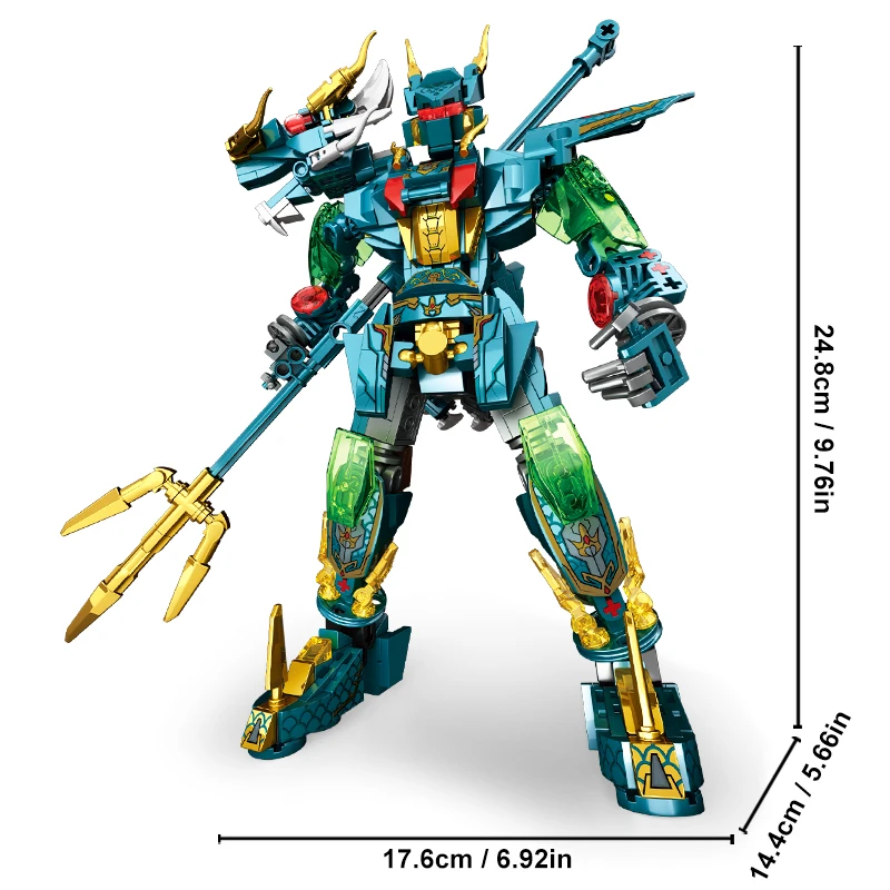 Morphing Mecha Beast 2in1 Green Dragon Model DIY Transformable Robot Building Bl
